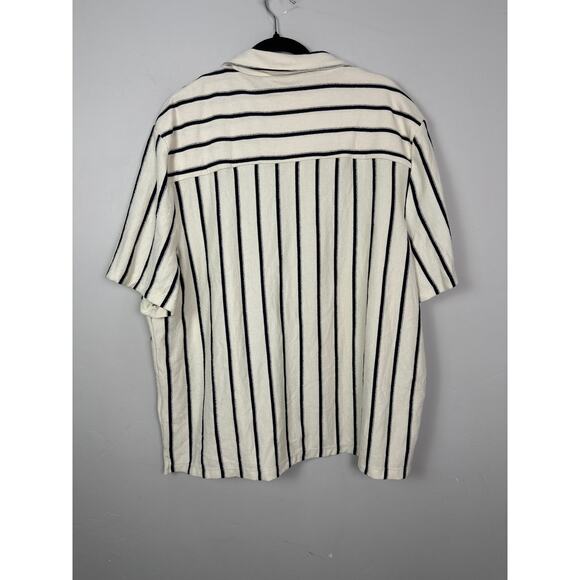Madewell NWT Men’s Vintage Ivory Textured Stripe Knit Camp Collar Shirt size XL - Picture 7 of 9